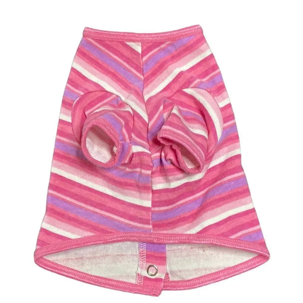 Pink Striped Knit Dog Shirt